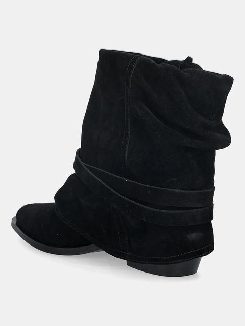 Answear.LAB botki zamszowe kolor czarny na słupku
