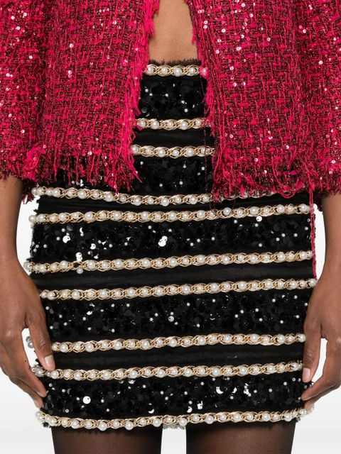 Balmain striped mini skirt - Black