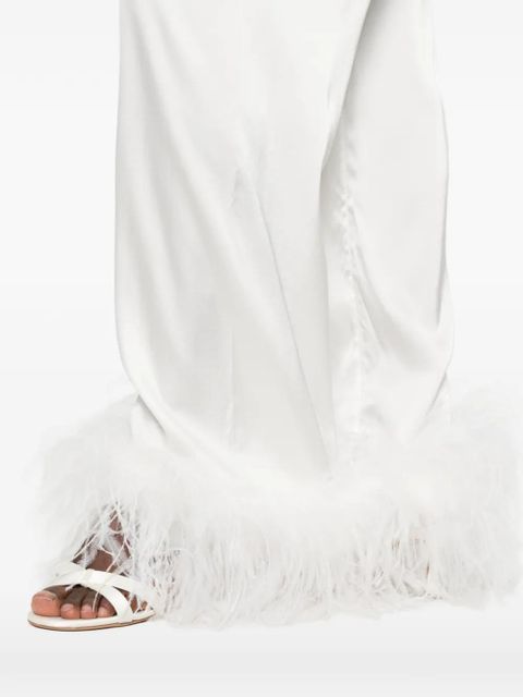 Oséree feather-trim drawstring trousers - White
