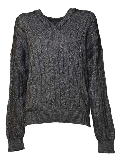 SOLOTRE cable-knit V-neck sweater - Grey - zdjęcie produktu nr 1