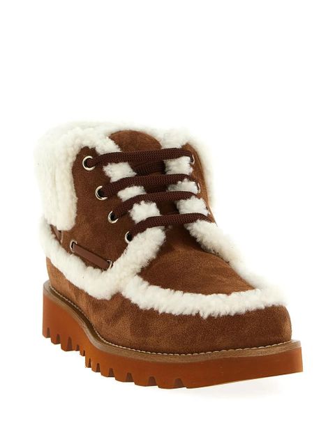 Valentino Garavani VLogo-detail lace-up leather boots - Brown