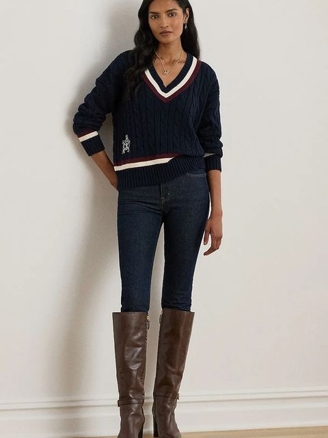 Lauren Ralph Lauren sweter bawełniany kolor granatowy 200P03474