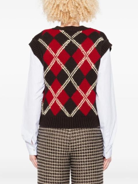 Guest In Residence argyle sleeveless vest - Brown