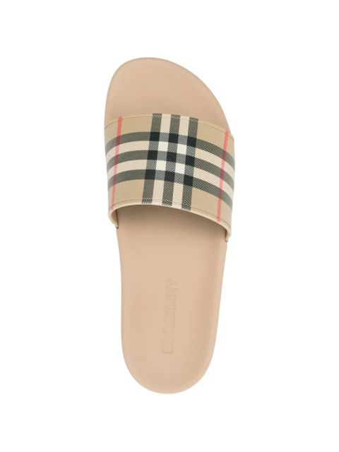 Burberry checked slides - Neutrals