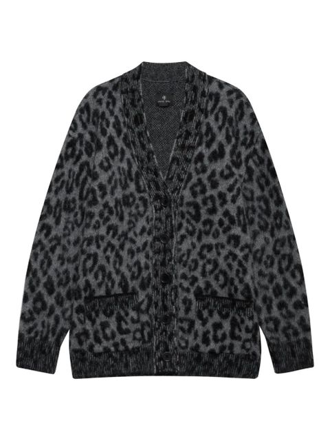 ANINE BING Banks leopard-print button cardigan - Grey - zdjęcie produktu nr 1