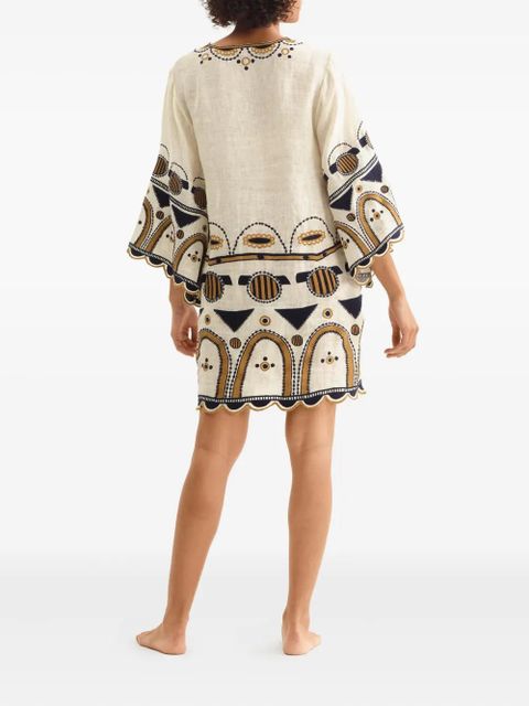 ERES Medaillon embroidered midi dress - Neutrals