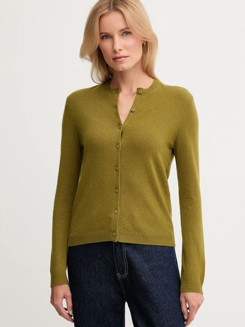 United Colors of Benetton kardigan z dodatkiem wełny damski kolor zielony lekki 102HD502B - zdjęcie produktu nr 1