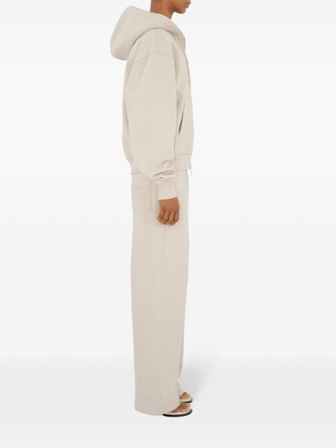 Burberry logo-embroidered cotton track pants - Neutrals
