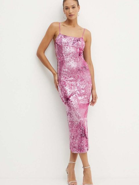 Bardot sukienka INFINITE kolor różowy maxi prosta 58776DB1