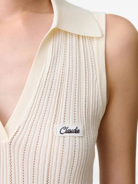 Claudie Pierlot striped V-neck polo top - Neutrals