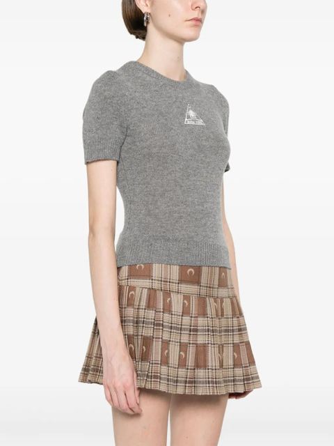 Marine Serre logo-embroidered T-shirt - Grey