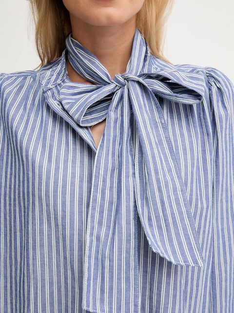 Pepe Jeans koszula bawełniana damska kolor niebieski regular ze stójką PL3051268