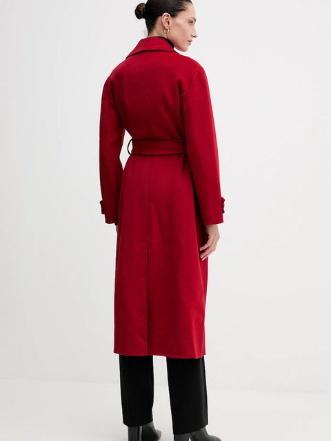 Pedro del Hierro płaszcz z dodatkiem wełny kolor czerwony 7522237