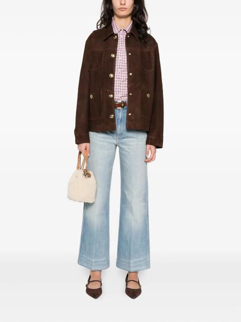 SANDRO buttoned pocket leather jacket - Brown - zdjęcie produktu nr 2