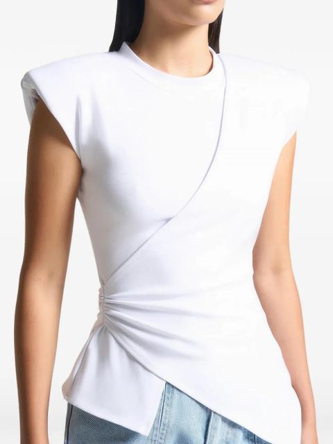 Manière De Voir wide-shoulder ruched-waist top - White