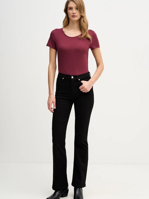 Sisley t-shirt damski kolor bordowy 3TNHL11A2