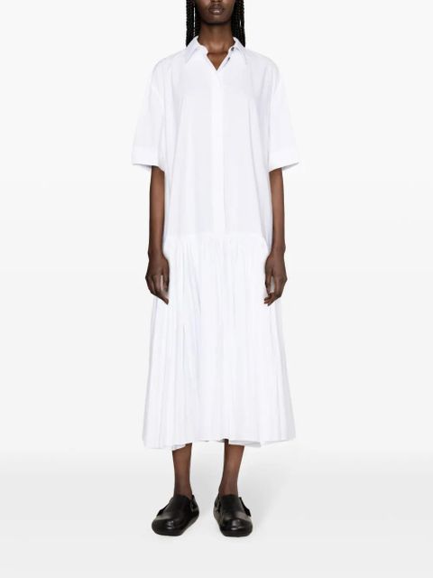 Jil Sander drop-waist cotton shirtdress - White