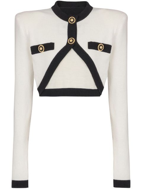 Balmain cropped knit cardigan - White - zdjęcie produktu nr 1