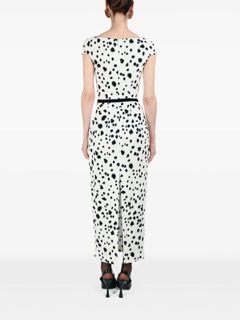 Rowen Rose dalmatian-pattern bra-detail belt dress - White