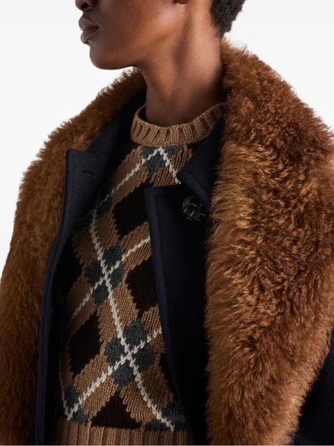 Prada argyle-pattern crew-neck sweater - Brown