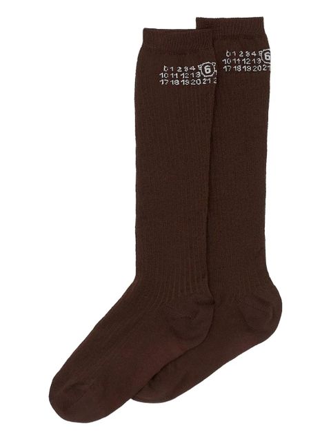 MM6 Maison Margiela Numbers-motif socks - Brown - zdjęcie produktu nr 2