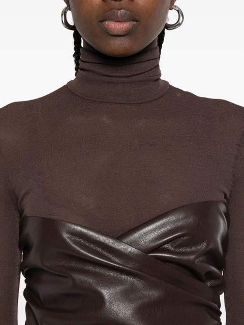 Nanushka draped-panel turtleneck top - Brown