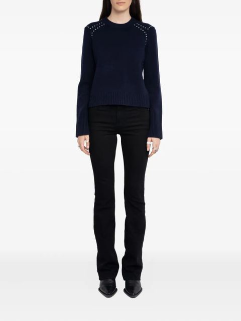 Zadig&Voltaire embellished-shoulder crew-neck sweater - Black