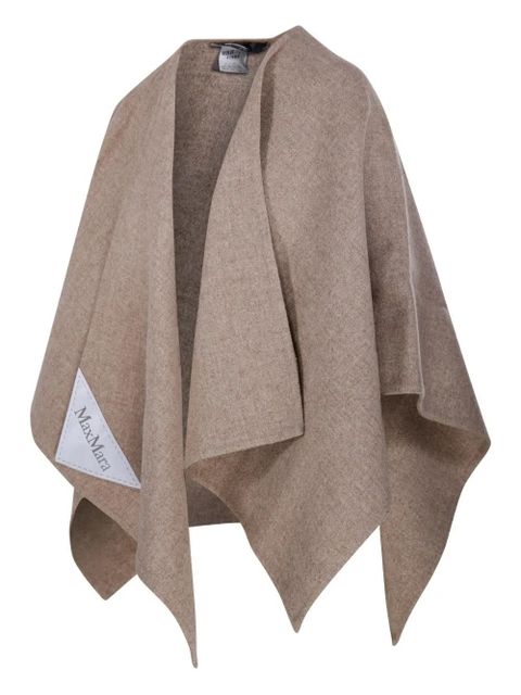 Max Mara logo-patch asymmetric cape - Neutrals