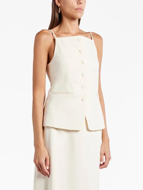 STAUD Una buttoned top - Neutrals