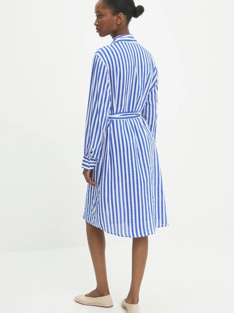 Answear.LAB sukienka z domieszką jedwabiu kolor niebieski mini prosta