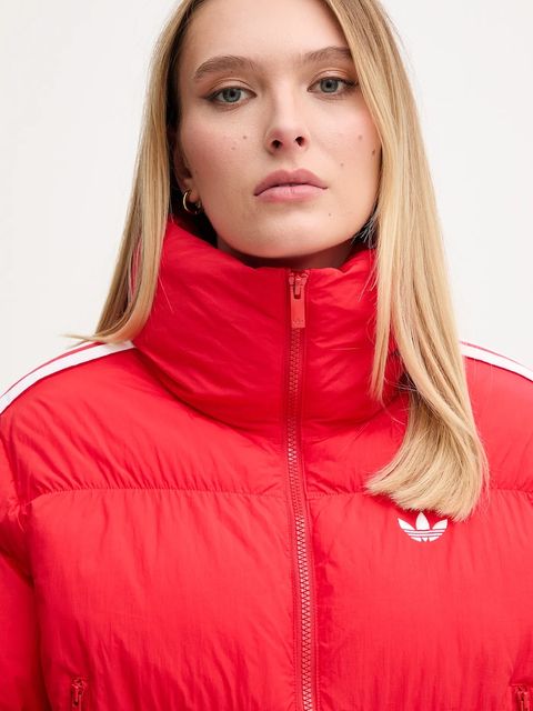 adidas Originals kurtka Cropped Puffer kolor czerwony przejściowa JX2966