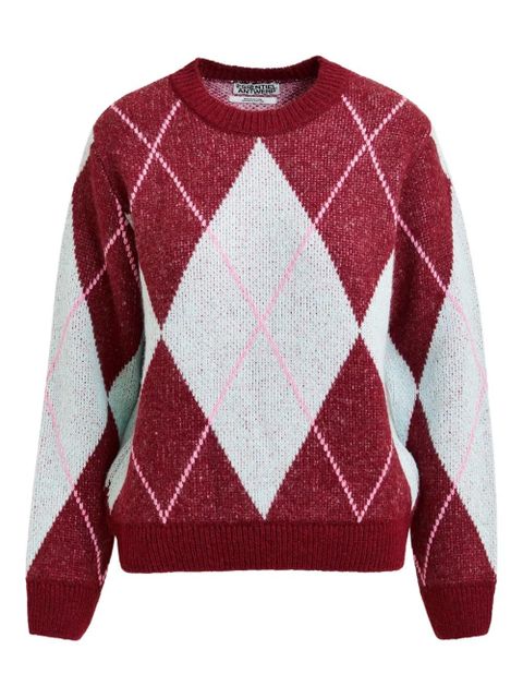 Essentiel Antwerp diamond-pattern crew-neck sweater - Red - zdjęcie produktu nr 1
