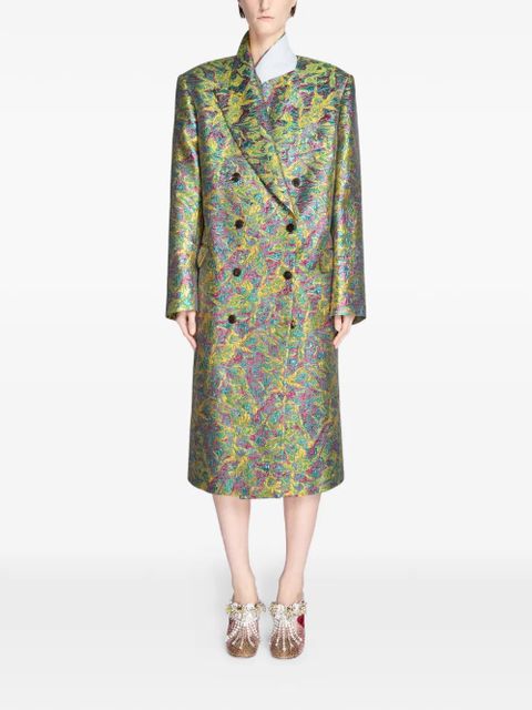 DRIES VAN NOTEN double-breasted floral coat - Yellow - zdjęcie produktu nr 2