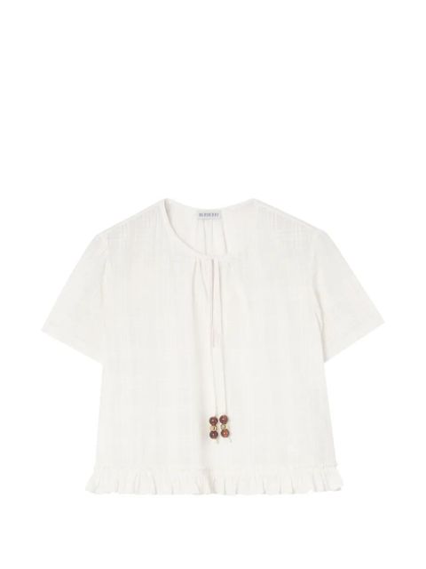 Burberry Check cotton voile blouse - Neutrals - zdjęcie produktu nr 1