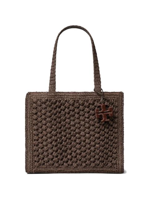 Tory Burch small Ella hand-crocheted popcorn tote - Brown - zdjęcie produktu nr 1
