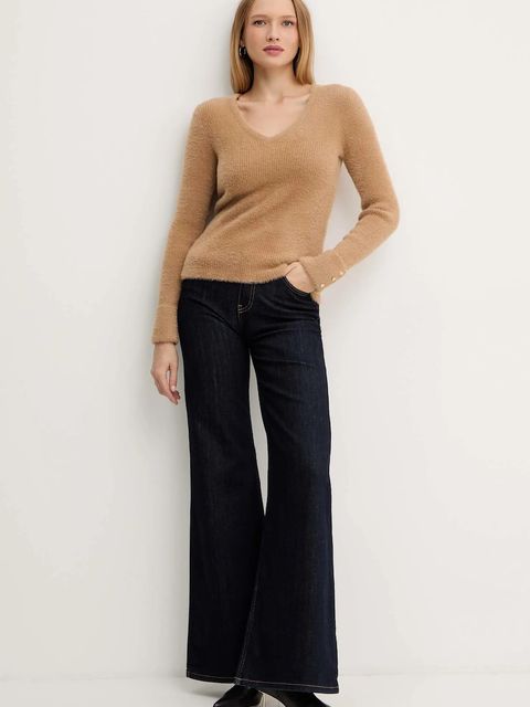 Morgan sweter MOOVE damski kolor brązowy lekki MOOVE