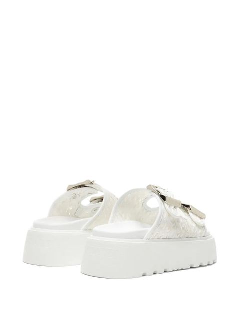 Casadei Birki woven buckle slides - White