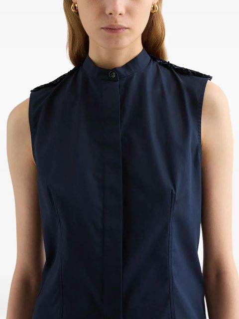 Jil Sander ruffled collarless shirt - Blue