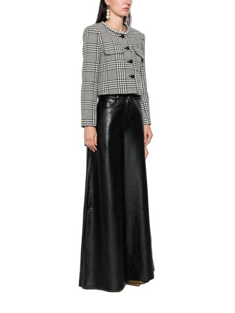 Self-Portrait houndstooth cropped jacket - Black