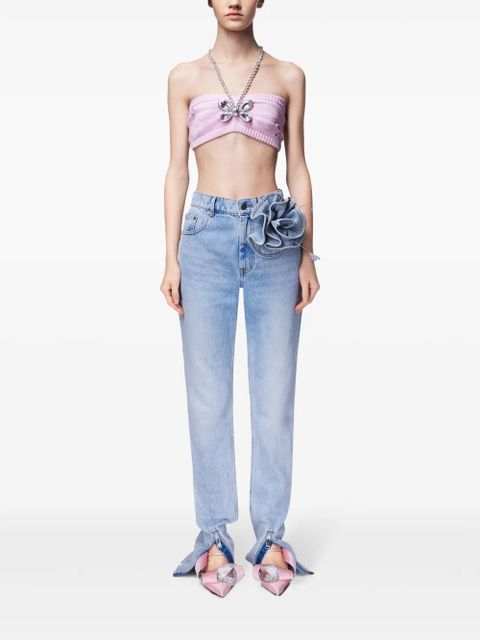 AREA Crystal Butterfly knitted bandeau - Pink