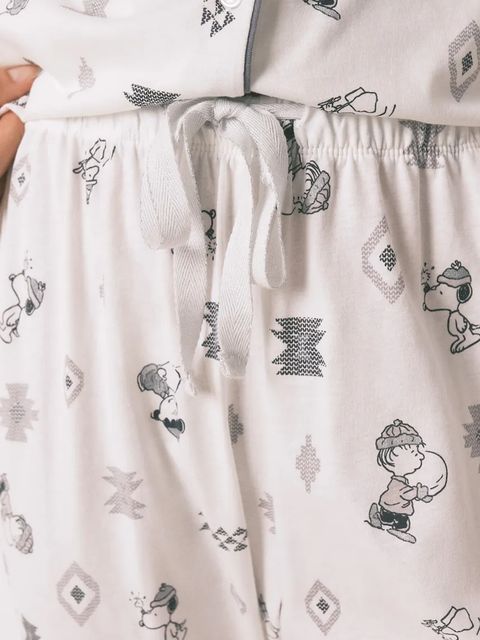 women'secret piżama SNOOPY damska kolor biały bawełniana 3132163