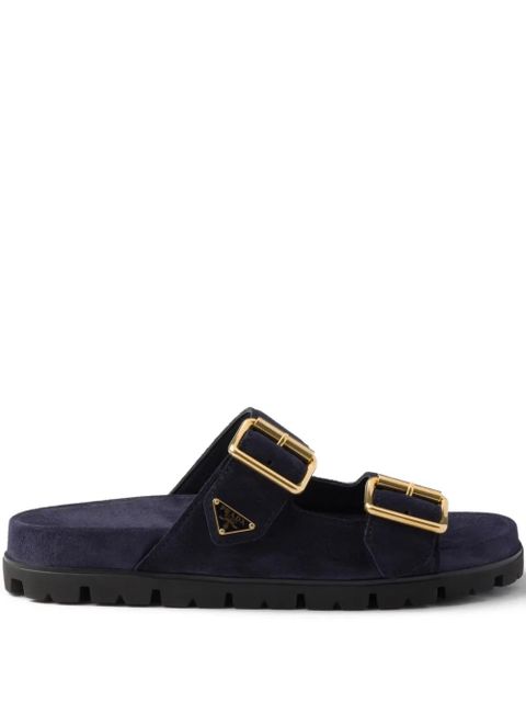 Prada buckle suede slides - Blue - zdjęcie produktu nr 1