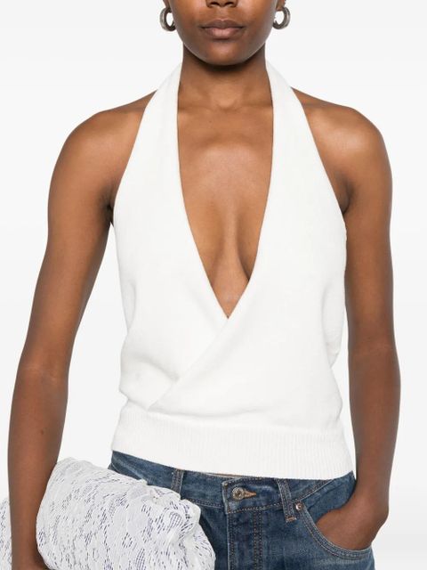 Aya Muse halterneck knitted tank top - White