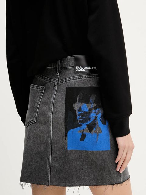 Karl Lagerfeld Jeans spódnica jeansowa kolor szary mini prosta A2W12025
