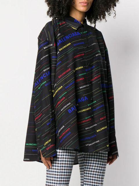 Balenciaga diagonal stripe logo shirt - Black