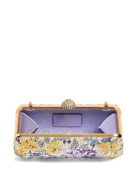 Valentino Garavani flower rhinestone clutch bag - Yellow