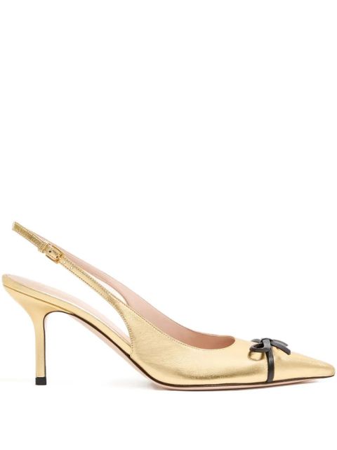 Valentino Garavani Bepointy vlogo bow slingback pumps - Gold - zdjęcie produktu nr 1