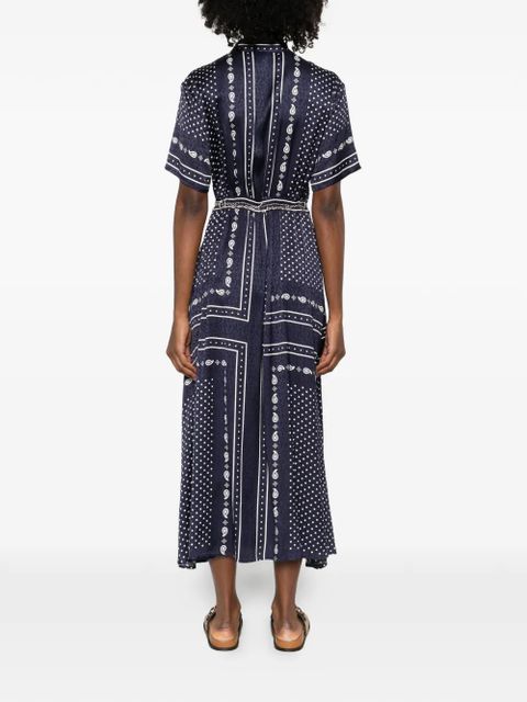 Maje bandana-print midi dress - Blue