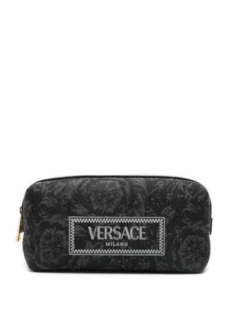 Versace embroidered-logo jacquard toiletry bag - Black - zdjęcie produktu nr 1
