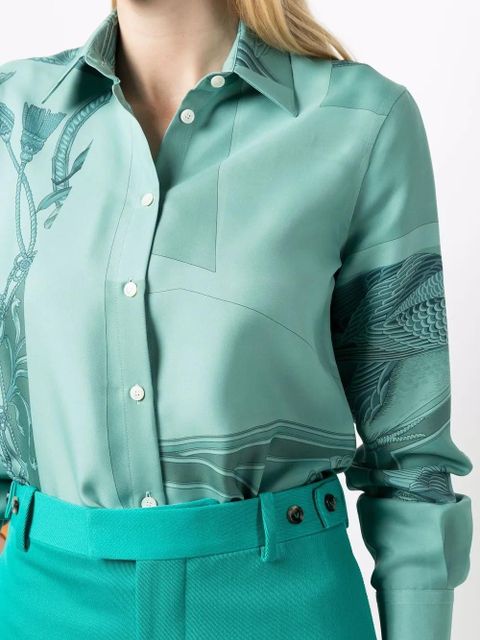 Ferragamo graphic-print silk shirt - Green